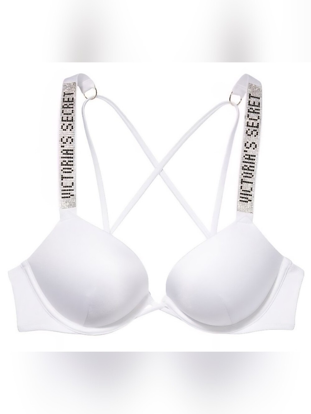 32AA 34B VS Swim Shine Strap Bombshell PushUp Bikini Top White